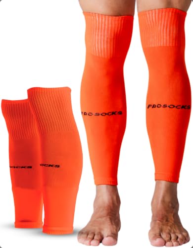 Prosocks Armor Meião Cortado Futebol Profissional com Compressão Sem Pé Tamanho Único 38-45 - Laranja