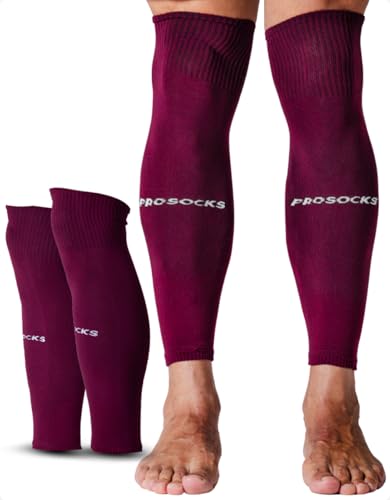 Prosocks Armor Meião Cortado Futebol Profissional com Compressão Sem Pé Tamanho Único 38-45 - Bordô