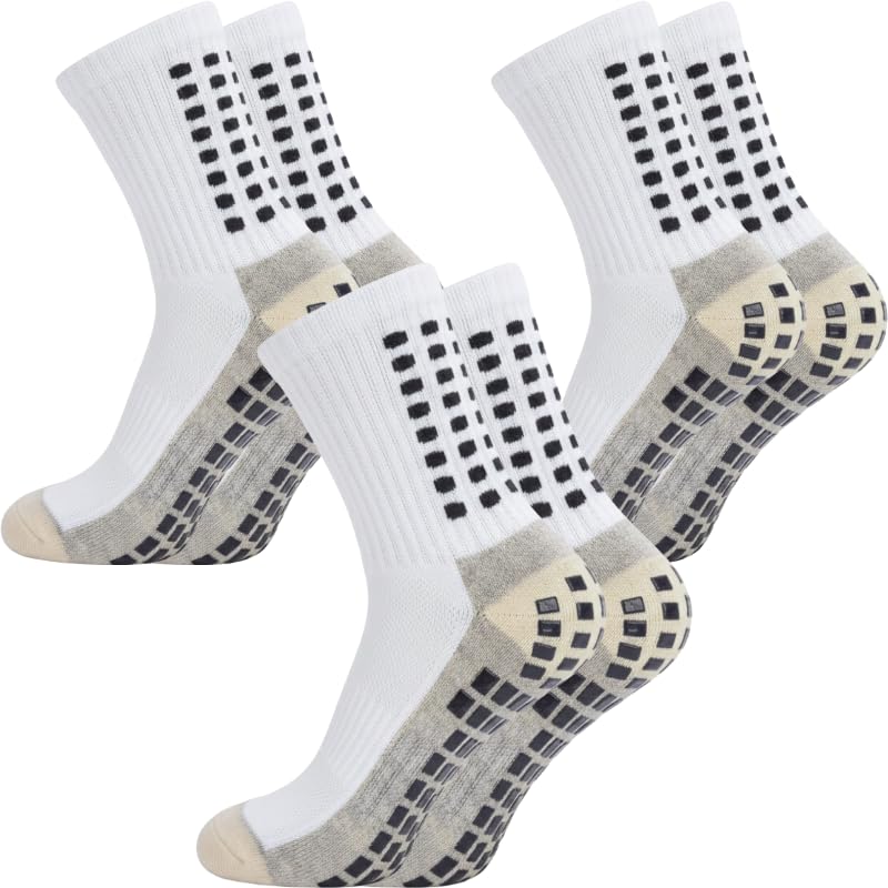 Kit 3 Pares Meia Antiderrapante Futebol Treino Esportiva - Único / Branco