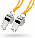 Kit 2 Apitos Profissionais de Metal com Cordão, Som Alto e Nítido, para Treinamento, Arbitragem e Emergência